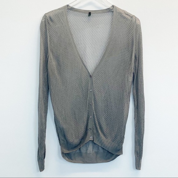 Stile Benetton Sweaters - Stile Benetton Silver Knit Buttoned Cardigan